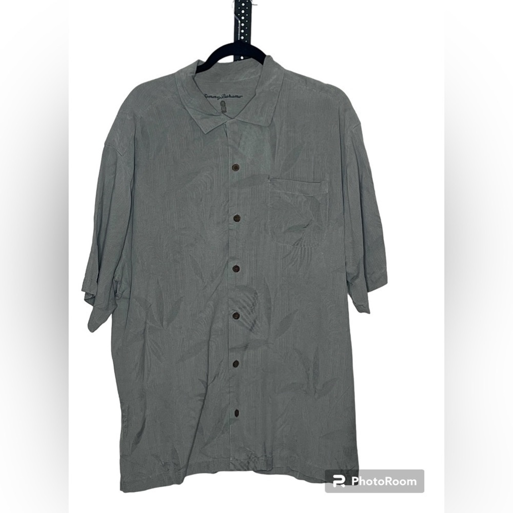 Tommy Bahama Gray Silk Shirt Sz XL